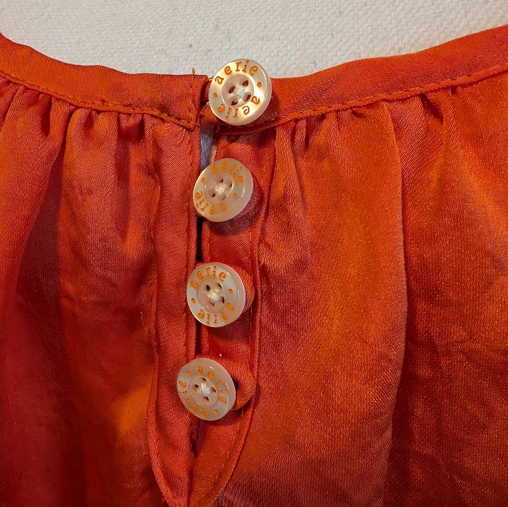 aerie Intimates Women's Satin Sleepwear Dress Adjustable Straps Orange Crush - Picture 4 of 14